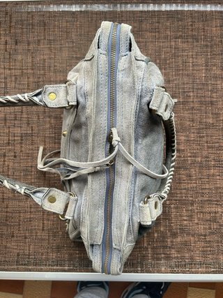 Borsetta Y2K pelle scamosciata grigio made italy