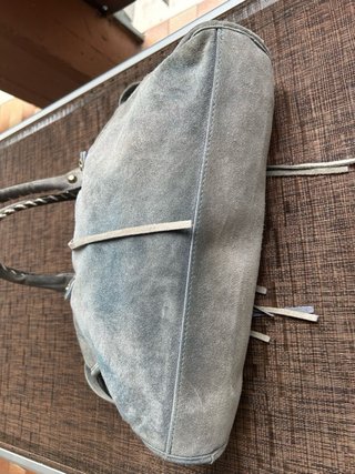 Borsetta Y2K pelle scamosciata grigio made italy