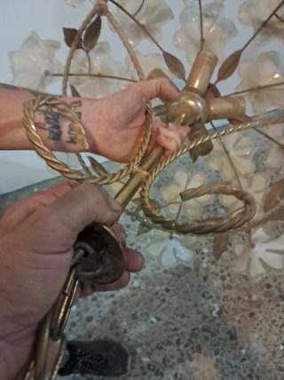 Lámpara de techo flores cristal y metal