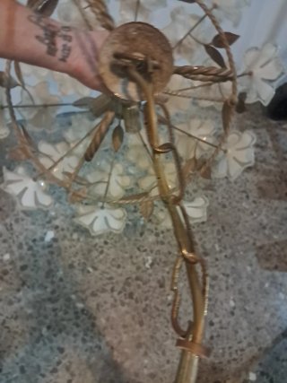 Lámpara de techo flores cristal y metal