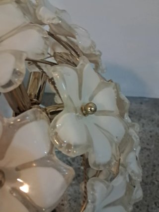 Lámpara de techo flores cristal y metal