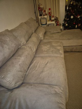 Sofá modular tela beige y gris