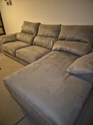 Sofá modular tela beige y gris
