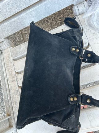 City bag in pelle nera scamosciata vintage y2k
