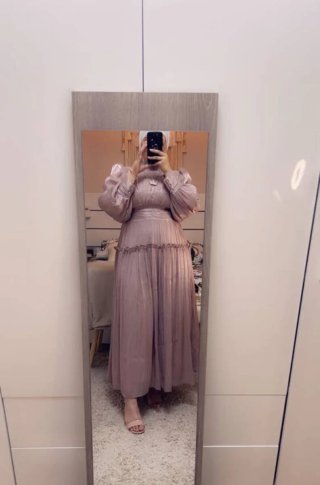 Vestido largo beige/rosa talla única