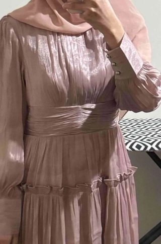 Vestido largo beige/rosa talla única
