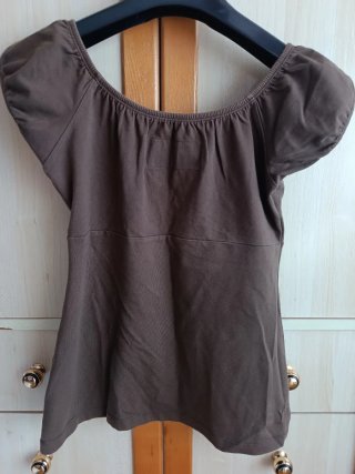 Camiseta marrón/verde oscuro manga corta