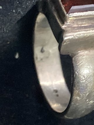 ANILLO ANTIGUO PLATA Y RUBI