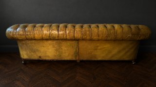 Sofá Chesterfield Piel Miel-Oliva Único
