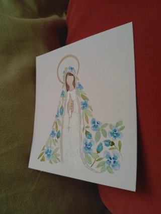 Acuarelas Sagrada Familia, Virgen María.