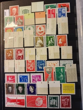 Sellos RDA 1959 MNH y hojas preimpresas Leuchtturm