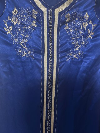 Caftán Marroquí Azul Bordado Talla Única