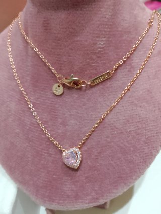 Conjunto Pandora Corazón Rosa Oro Rosa