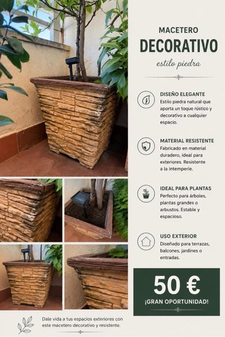 Macetero Decorativo Estilo Piedra