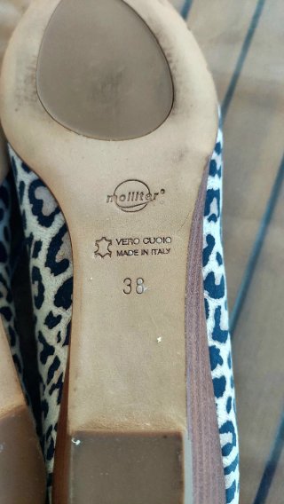 Molliter Scarpe Donna Pelle Peep Toe Animalier