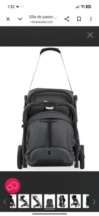 Silla de paseo negra con accesorios