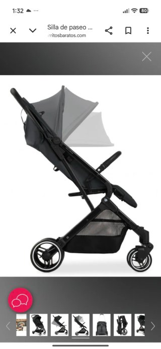 Silla de paseo negra con accesorios