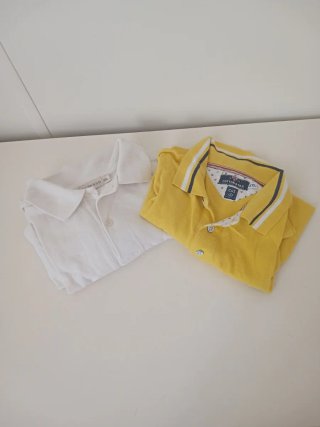 Lotto 2 Polo Uomo XXL Bianco Giallo Brand in foto