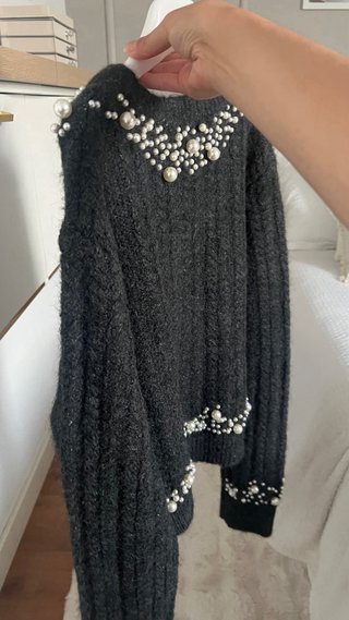 Chaqueta Zara Negra Perlas Talla L