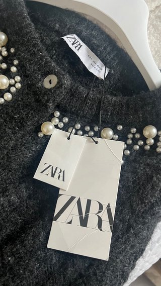 Chaqueta Zara Negra Perlas Talla L
