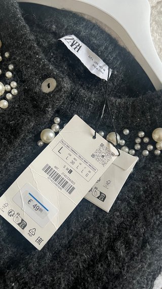 Chaqueta Zara Negra Perlas Talla L