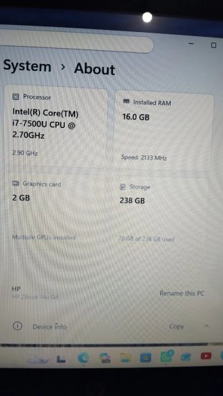 HP Zbook touch screen 14, Intel Core i7-7th Gen. C