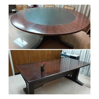 Mesa de oficina redonda y rectangular