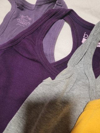 Lote 4 Camisetas Tirantes Morado Gris Amarillo