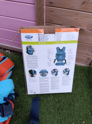 Mochila Portabebés Jane Azul y Naranja
