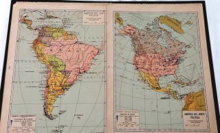 Pareja de mapas antiguos América 1929