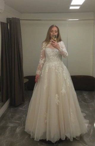 Vestido de Novia Beige/Blanco