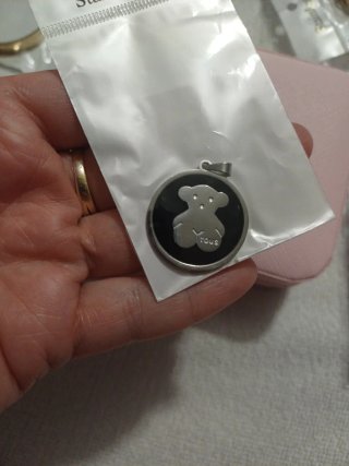 Colgante Oso Acero Inox Negro y Plateado
