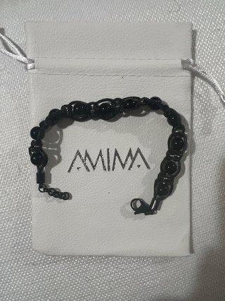 Braccialetto Amima Acciaio Inox Pietre Nere