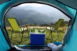 Nevera portátil azul 25L vintage, superligera