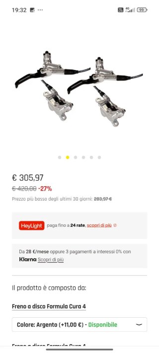 Coppia freni MTB Formula Cura 4 pistoncini nuovi