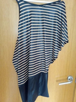 Vestido Dina & Dess Rayas Beige y Negro