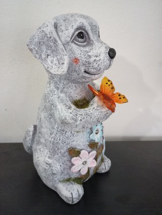 Escultura Solar de Perro con LED Decoración Jardin