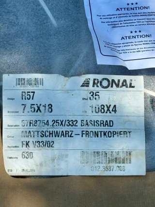 Llantas Ronal 4x108 7.5x18 Negro Mate