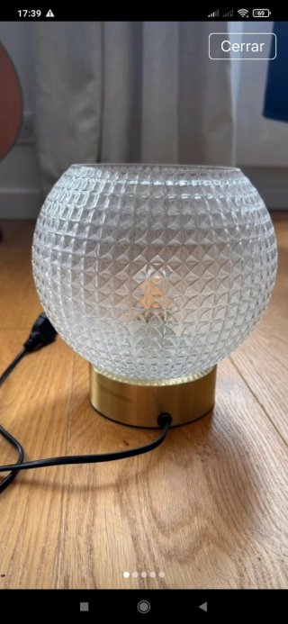 Lámpara de mesa cristal y metal dorada