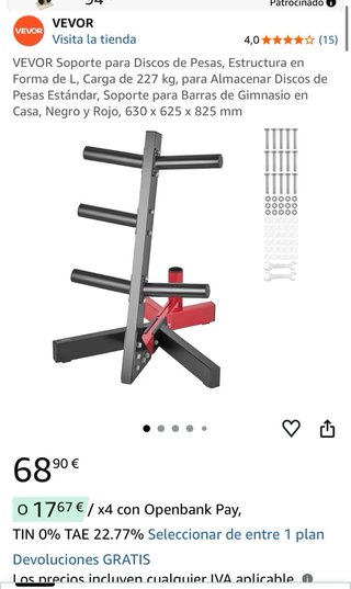 Supporto per pesi a L, nuovo in liquidazione