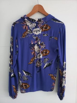 Camisa mujer azul estampada Vila-Talla S- Nueva