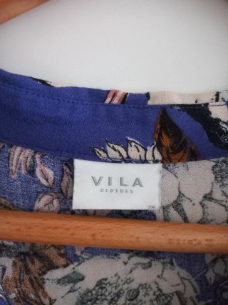 Camisa mujer azul estampada Vila-Talla S- Nueva