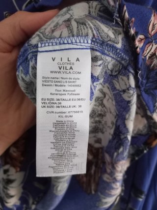 Camisa mujer azul estampada Vila-Talla S- Nueva