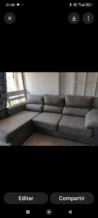 Sofá chaise longue gris tela
