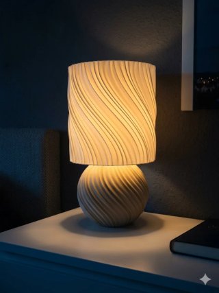 Lámpara de mesa espiral beige