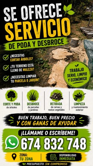 Desbrozar, tala de árboles, cortar setos
