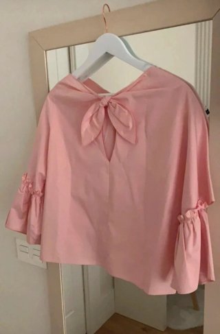 Blusa Zara rosa volantes lazo espalda