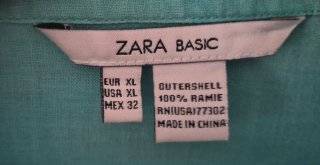 Camisa Zara Basic Lino Turquesa Talla Xl