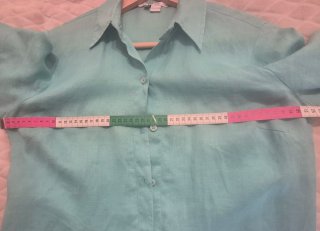 Camisa Zara Basic Lino Turquesa Talla Xl