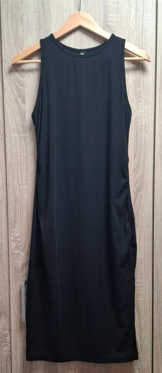 Vestido negro Shein L tirantes y frunces  abertura